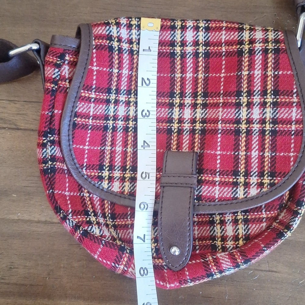 G.H. Bass & Co. Heritage Collection Plaid Crossbody Saddle Bag - Red Tartan - Picture 10 of 11
